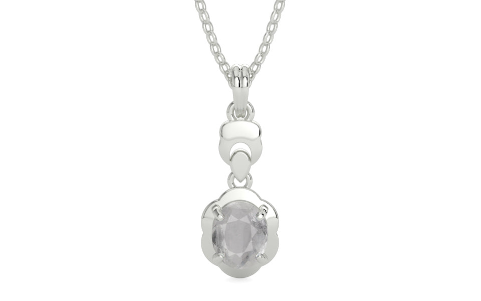 Sterling Silver Ceylon White Sapphire Pendant Prime Quality (P6)