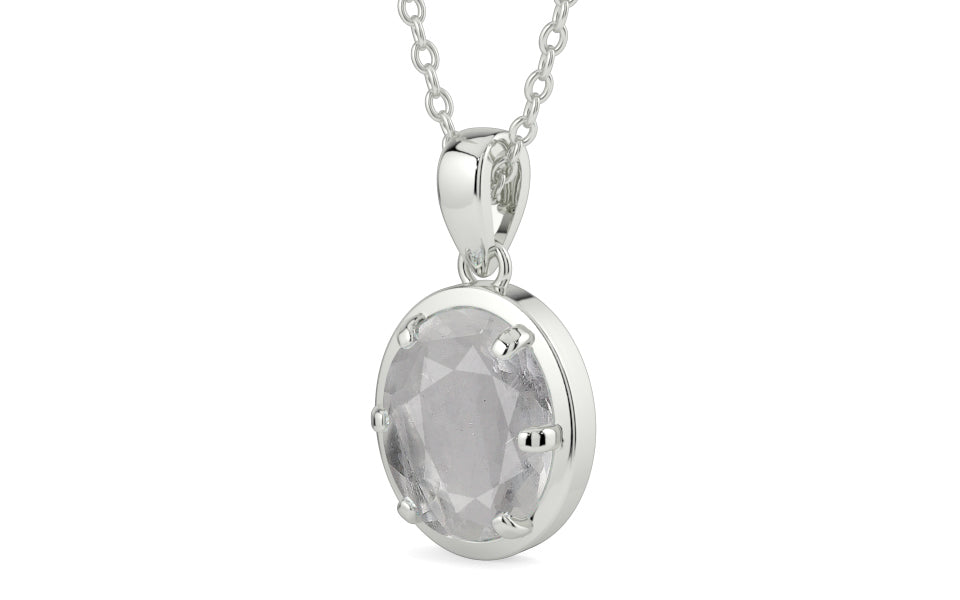 Sterling Silver Ceylon White Sapphire Pendant Prime Quality (P8)
