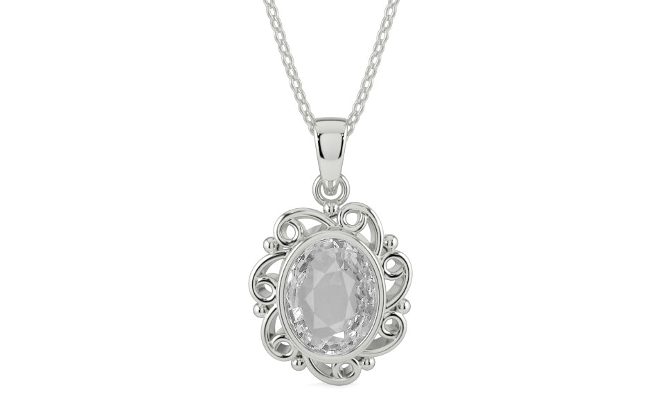Sterling Silver Ceylon White Sapphire Pendant Rare Quality (P5)