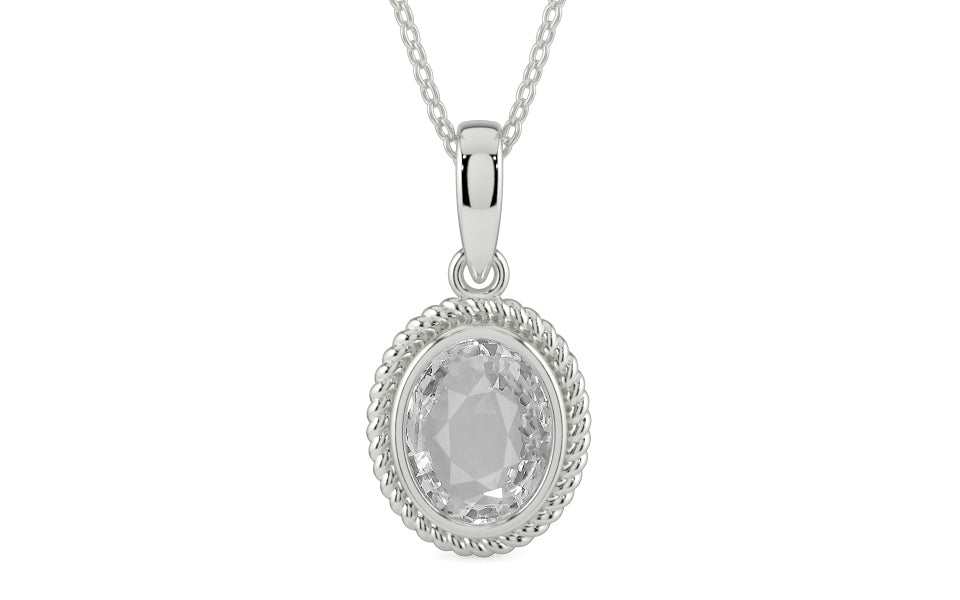 Sterling Silver Ceylon White Sapphire Pendant Rare Quality (P7)
