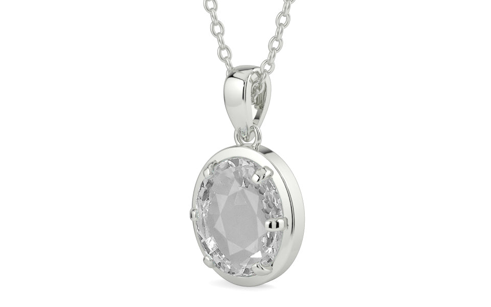 Sterling Silver Ceylon White Sapphire Pendant Rare Quality (P8)