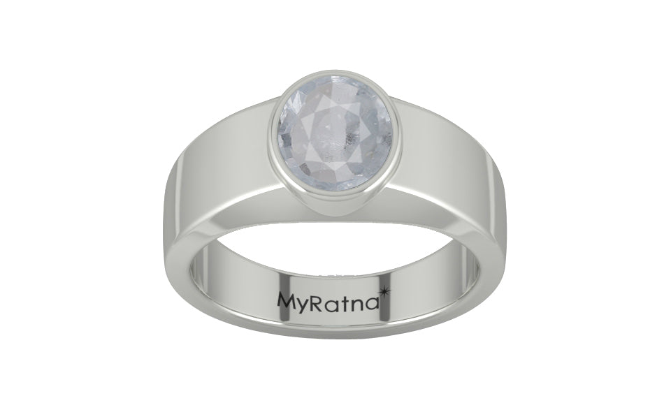 Sterling Silver Ceylon White Sapphire Ring Fine Quality (R10)