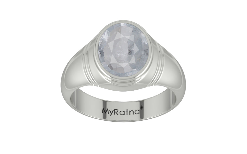 Sterling Silver Ceylon White Sapphire Ring Fine Quality (R7)
