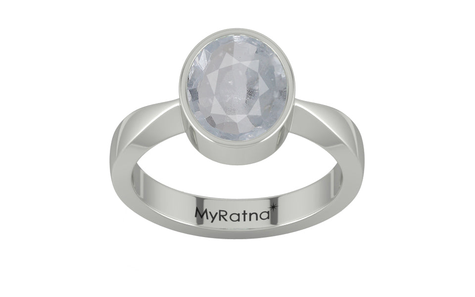 Sterling Silver Ceylon White Sapphire Ring Fine Quality (R9)