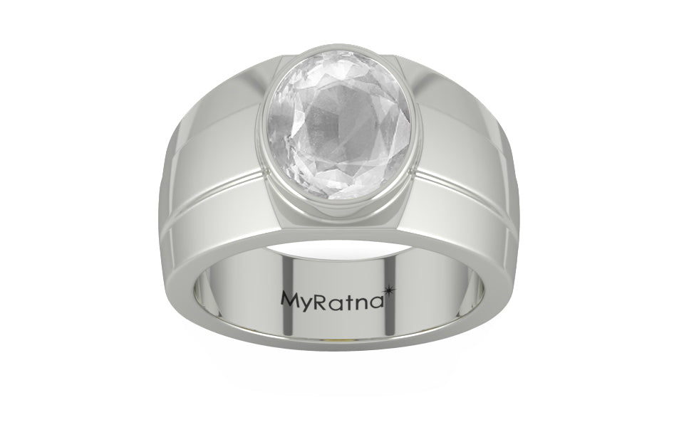 Sterling Silver Ceylon White Sapphire Ring Limited Quality (R1)