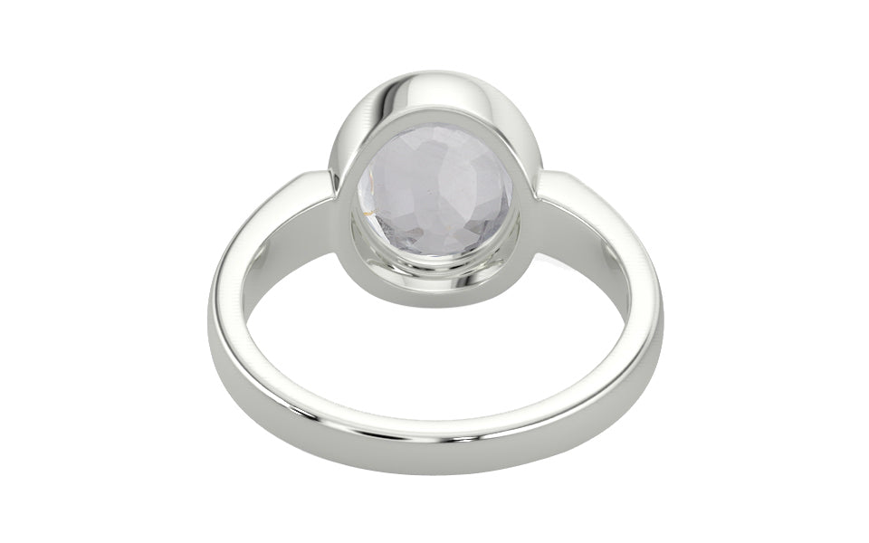 Sterling Silver Ceylon White Sapphire Ring Limited Quality (R6)