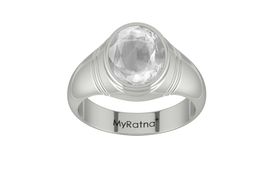 Sterling Silver Ceylon White Sapphire Ring Limited Quality (R7)