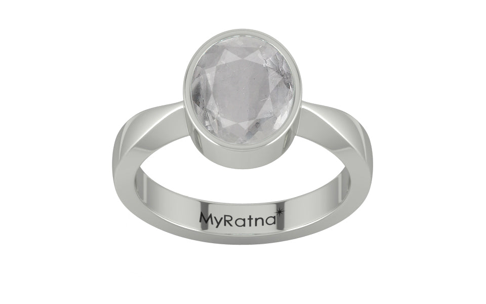 Sterling Silver Ceylon White Sapphire Ring Prime Quality (R9)