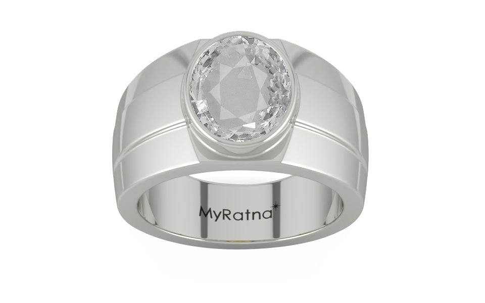 Sterling Silver Ceylon White Sapphire Ring Rare Quality (R1)