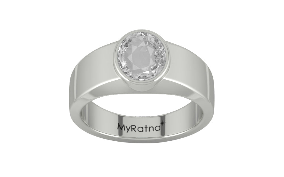 Sterling Silver Ceylon White Sapphire Ring Rare Quality (R10)
