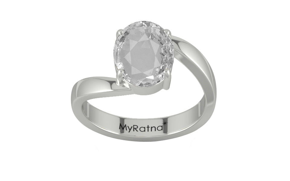 Sterling Silver Ceylon White Sapphire Ring Rare Quality (R2)
