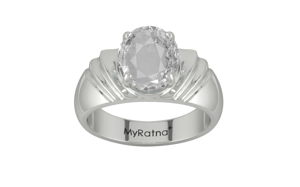 Sterling Silver Ceylon White Sapphire Ring Rare Quality (R4)