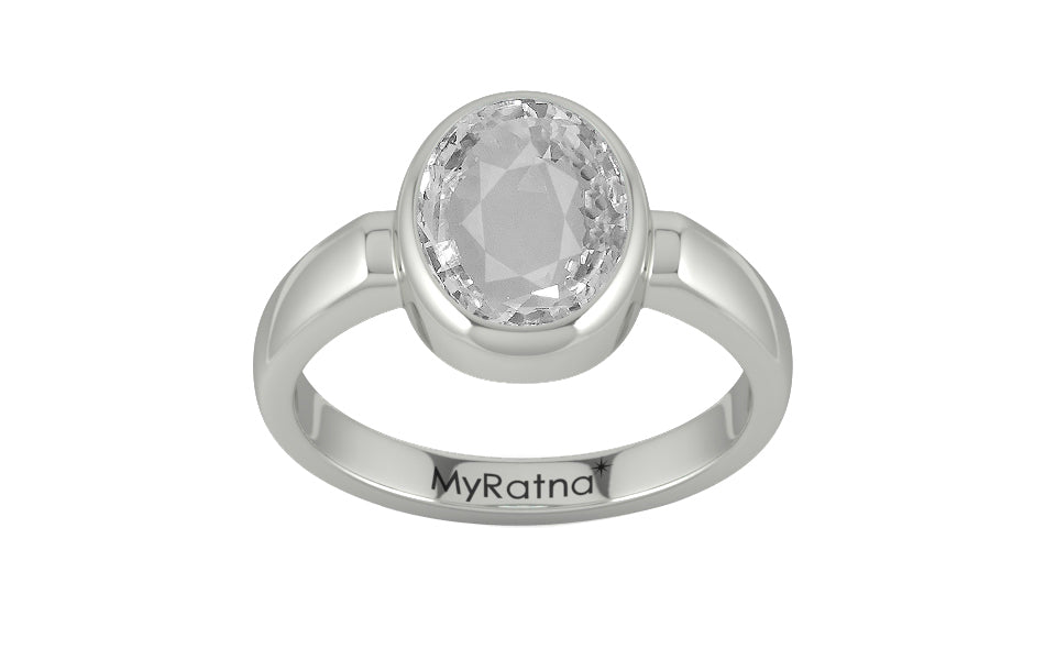 Sterling Silver Ceylon White Sapphire Ring Rare Quality (R6)