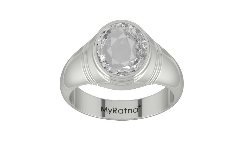 Sterling Silver Ceylon White Sapphire Ring Rare Quality (R7)