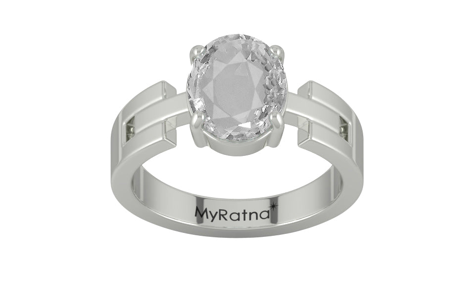 Sterling Silver Ceylon White Sapphire Ring Rare Quality (R8)
