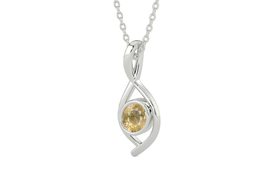 Sterling Silver Ceylon Yellow Sapphire Pendant Fine Quality (P1)