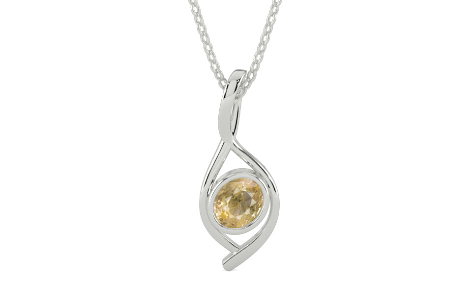 Sterling Silver Ceylon Yellow Sapphire Pendant Fine Quality (P1)