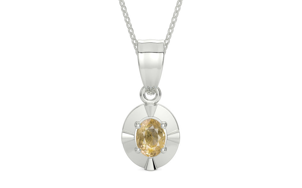 Sterling Silver Ceylon Yellow Sapphire Pendant Fine Quality (P11)