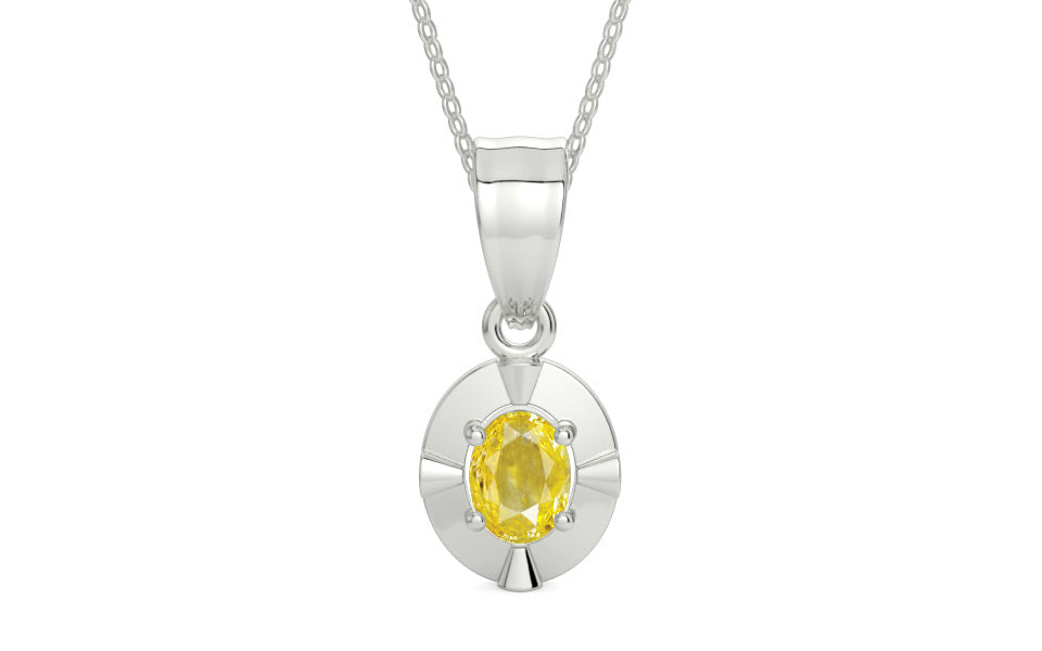 Sterling Silver Ceylon Yellow Sapphire Pendant Limited Quality (P11)