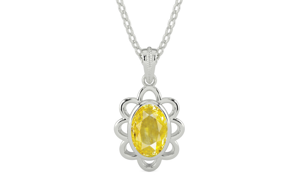 Sterling Silver Ceylon Yellow Sapphire Pendant Limited Quality (P3)