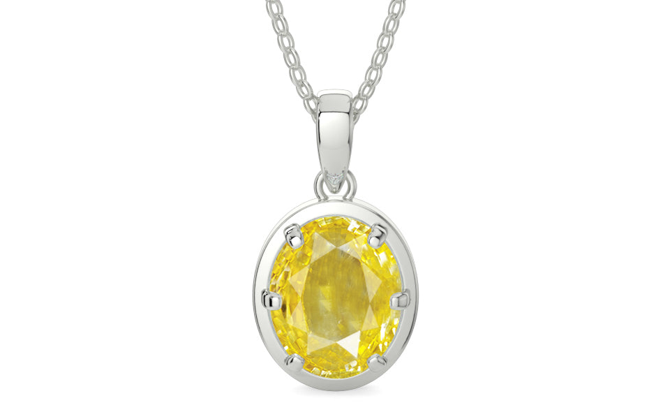 Sterling Silver Ceylon Yellow Sapphire Pendant Limited Quality (P8)