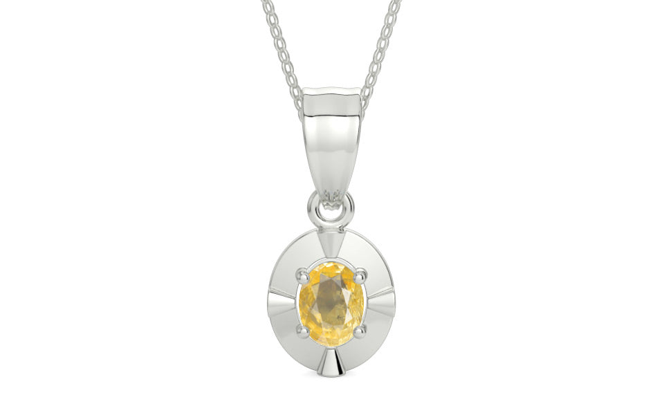 Sterling Silver Ceylon Yellow Sapphire Pendant Prime Quality (P11)