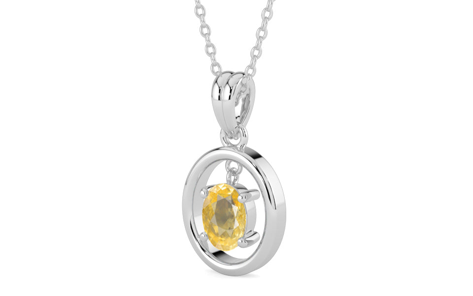 Sterling Silver Ceylon Yellow Sapphire Pendant Prime Quality (P2)
