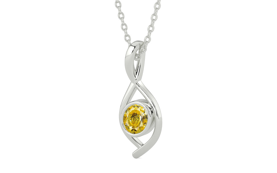 Sterling Silver Ceylon Yellow Sapphire Pendant Rare Quality (P1)