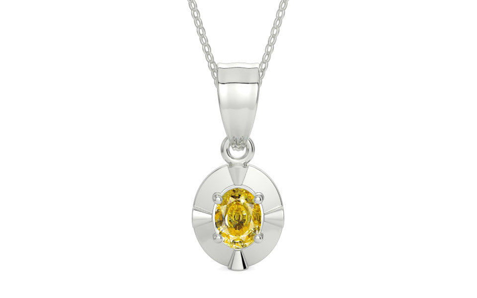 Sterling Silver Ceylon Yellow Sapphire Pendant Rare Quality (P11)