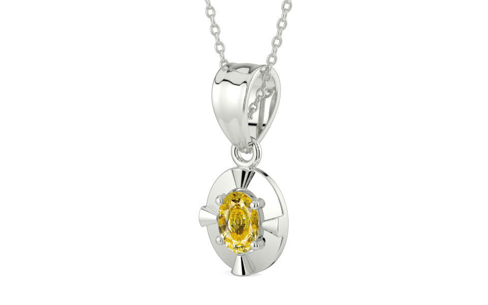 Sterling Silver Ceylon Yellow Sapphire Pendant Rare Quality (P11)