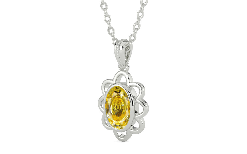 Sterling Silver Ceylon Yellow Sapphire Pendant Rare Quality (P3)