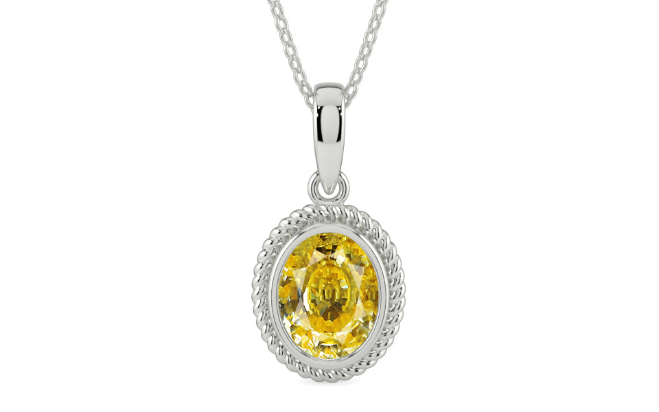 Sterling Silver Ceylon Yellow Sapphire Pendant Rare Quality (P7)