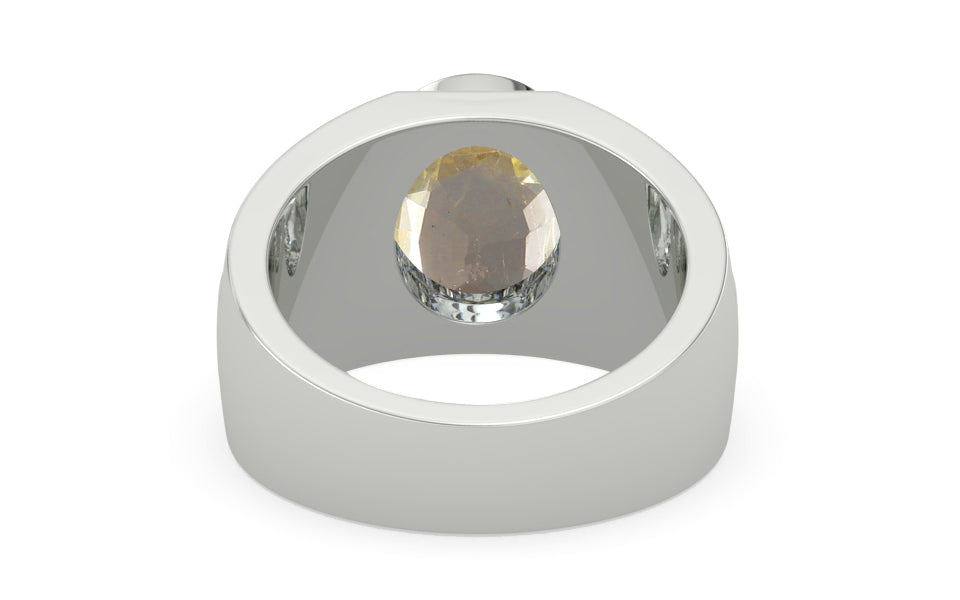 Sterling Silver Ceylon Yellow Sapphire Ring Fine Quality (R1)