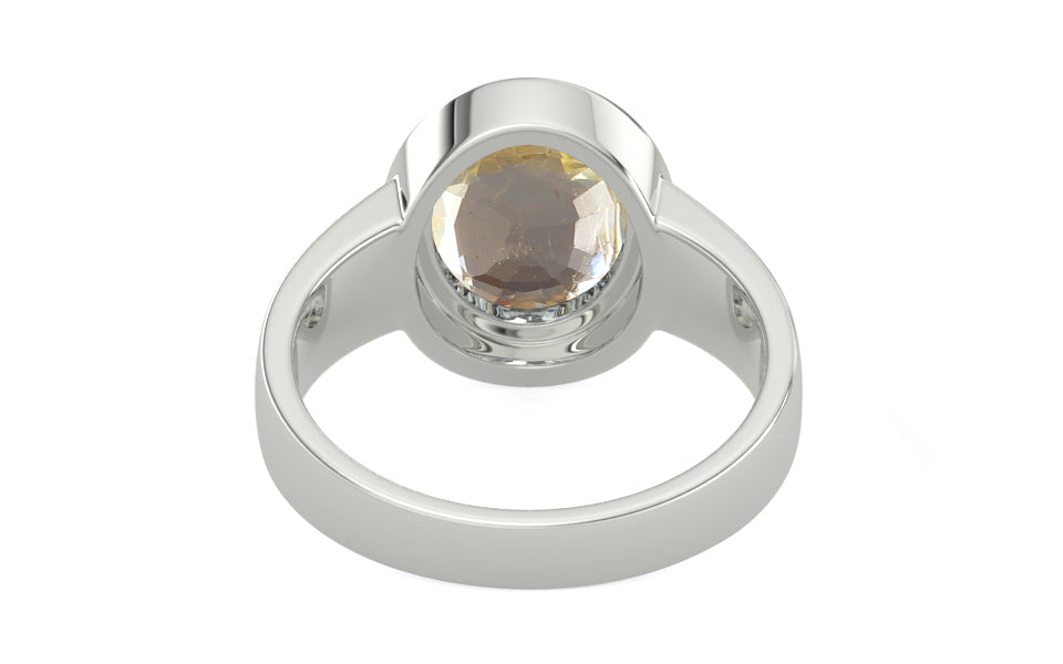 Sterling Silver Ceylon Yellow Sapphire Ring Fine Quality (R3)