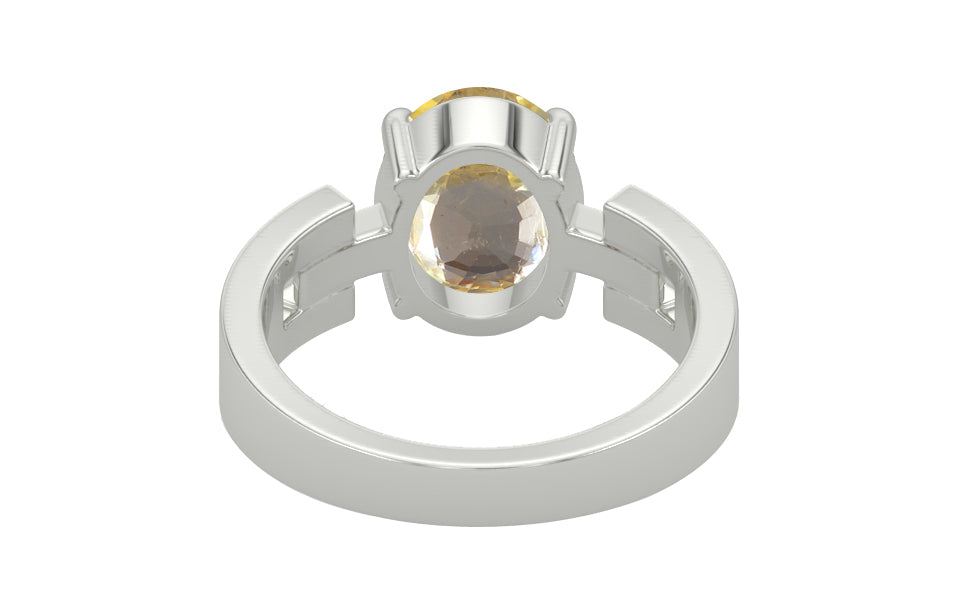 Sterling Silver Ceylon Yellow Sapphire Ring Fine Quality (R8)