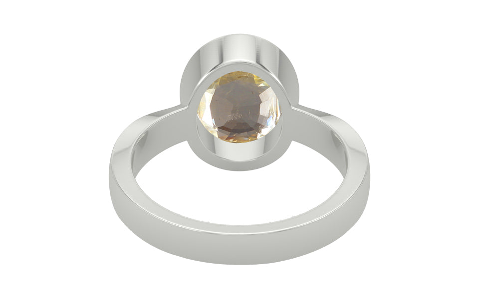 Sterling Silver Ceylon Yellow Sapphire Ring Fine Quality (R9)