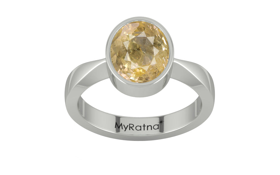 Sterling Silver Ceylon Yellow Sapphire Ring Fine Quality (R9)