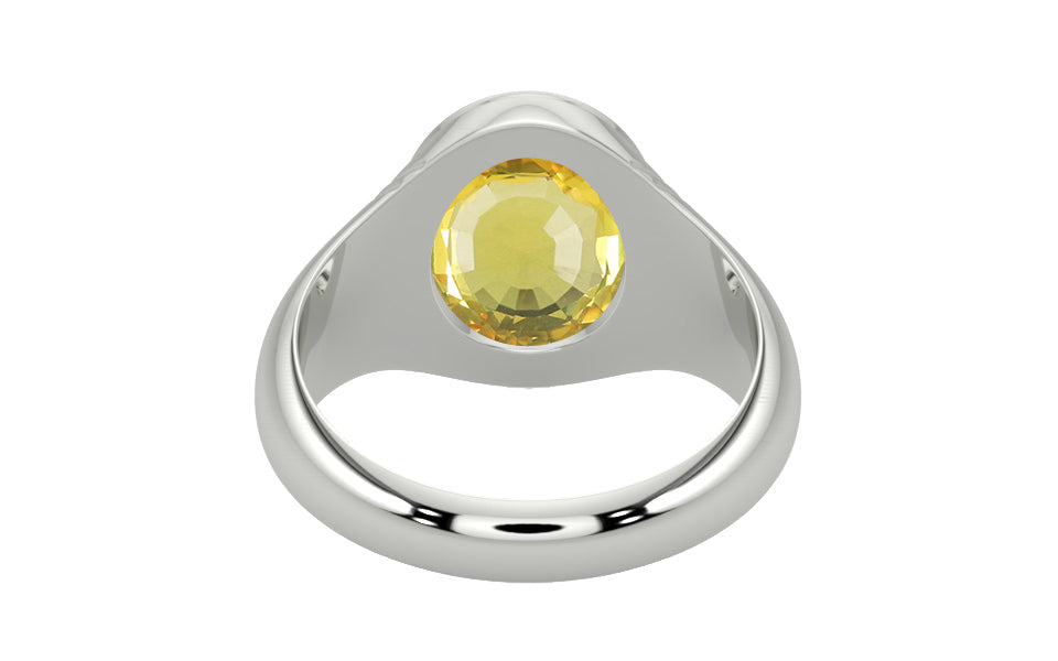 Sterling Silver Ceylon Yellow Sapphire Ring Limited Quality (R7)