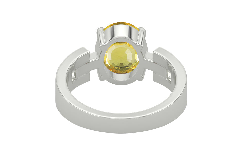 Sterling Silver Ceylon Yellow Sapphire Ring Limited Quality (R8)