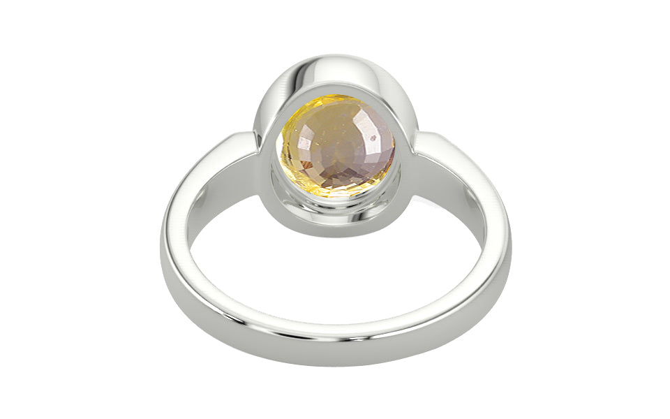 Sterling Silver Ceylon Yellow Sapphire Ring Prime Quality (R6)