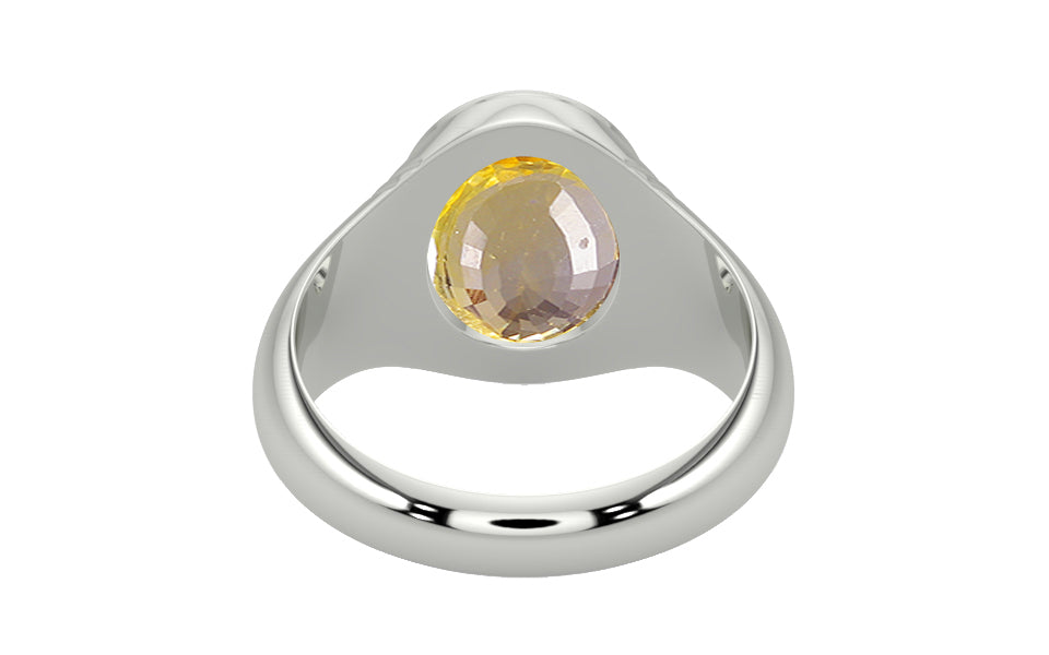 Sterling Silver Ceylon Yellow Sapphire Ring Prime Quality (R7)