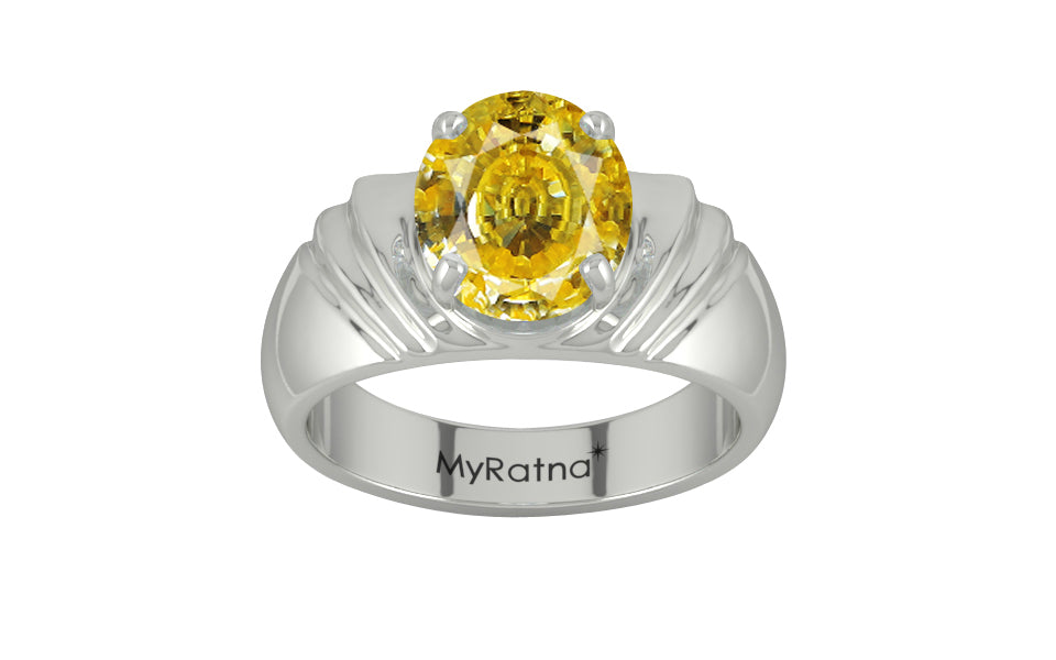 Sterling Silver Ceylon Yellow Sapphire Ring Rare Quality (R4)