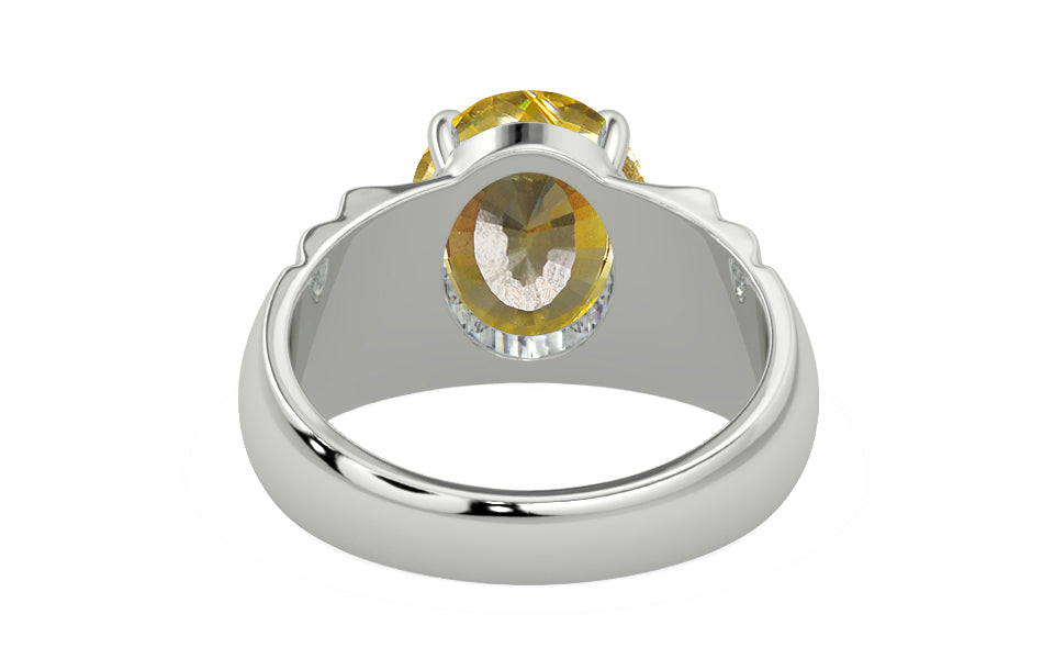 Sterling Silver Ceylon Yellow Sapphire Ring Rare Quality (R4)