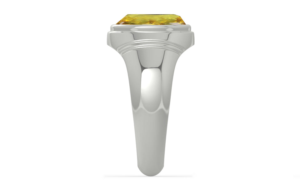 Sterling Silver Ceylon Yellow Sapphire Ring Rare Quality (R7)