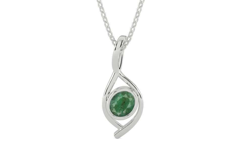 Sterling Silver Emerald Pendant Fine Quality (P1)