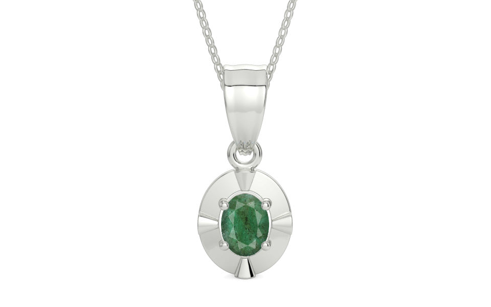 Sterling Silver Emerald Pendant Fine Quality (P11)