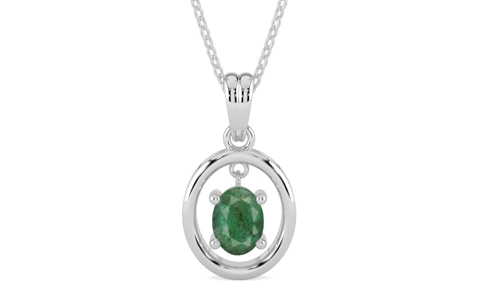 Sterling Silver Emerald Pendant Fine Quality (P2)