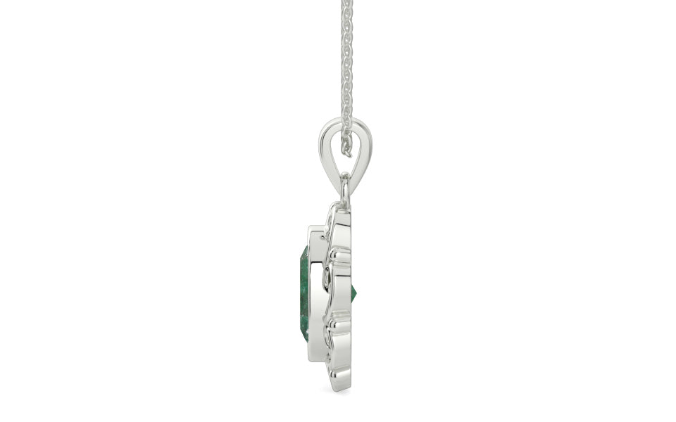 Sterling Silver Emerald Pendant Fine Quality (P5)
