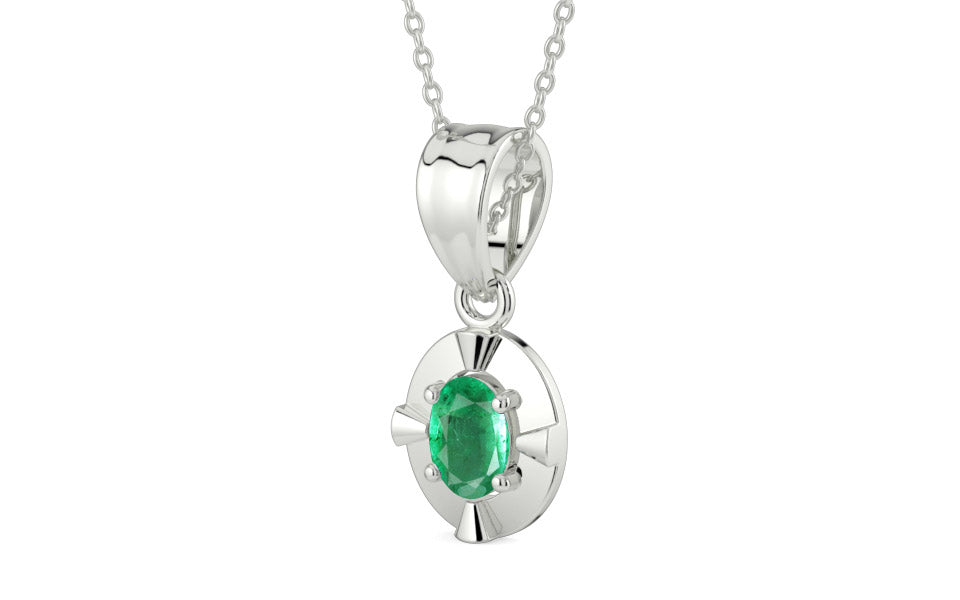 Sterling Silver Emerald Pendant Limited Quality (P11)