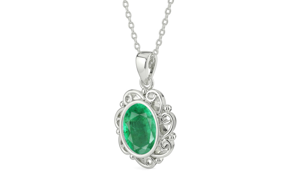 Sterling Silver Emerald Pendant Limited Quality (P5)